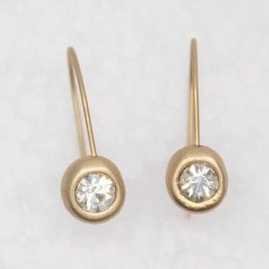 chico's matte gold round brilliant crystal drop dangle minimalist earrings